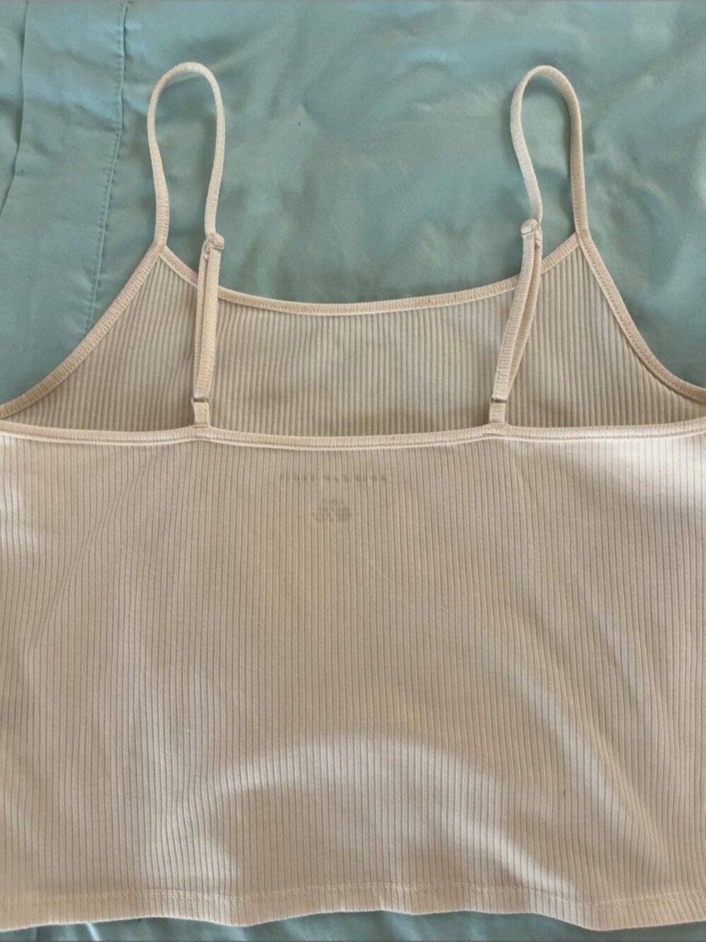 Ribbed Spaghetti-Strap Camisole in Light Cream - Picture 2 of 2